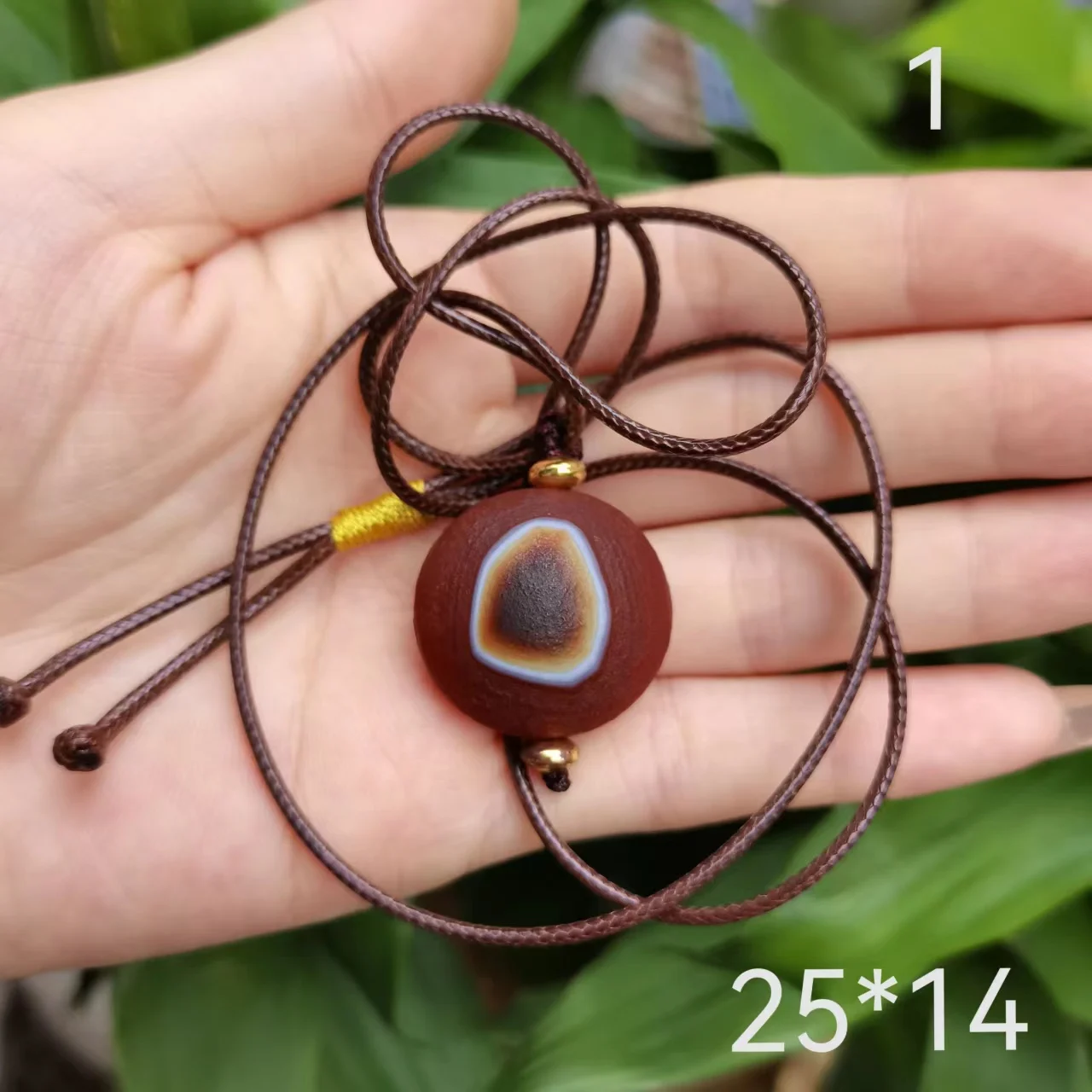 1pcs/lot natural preferred round stone one eye dzi bead sheep plate necklace old agate weathered jewelry amulet custom precious