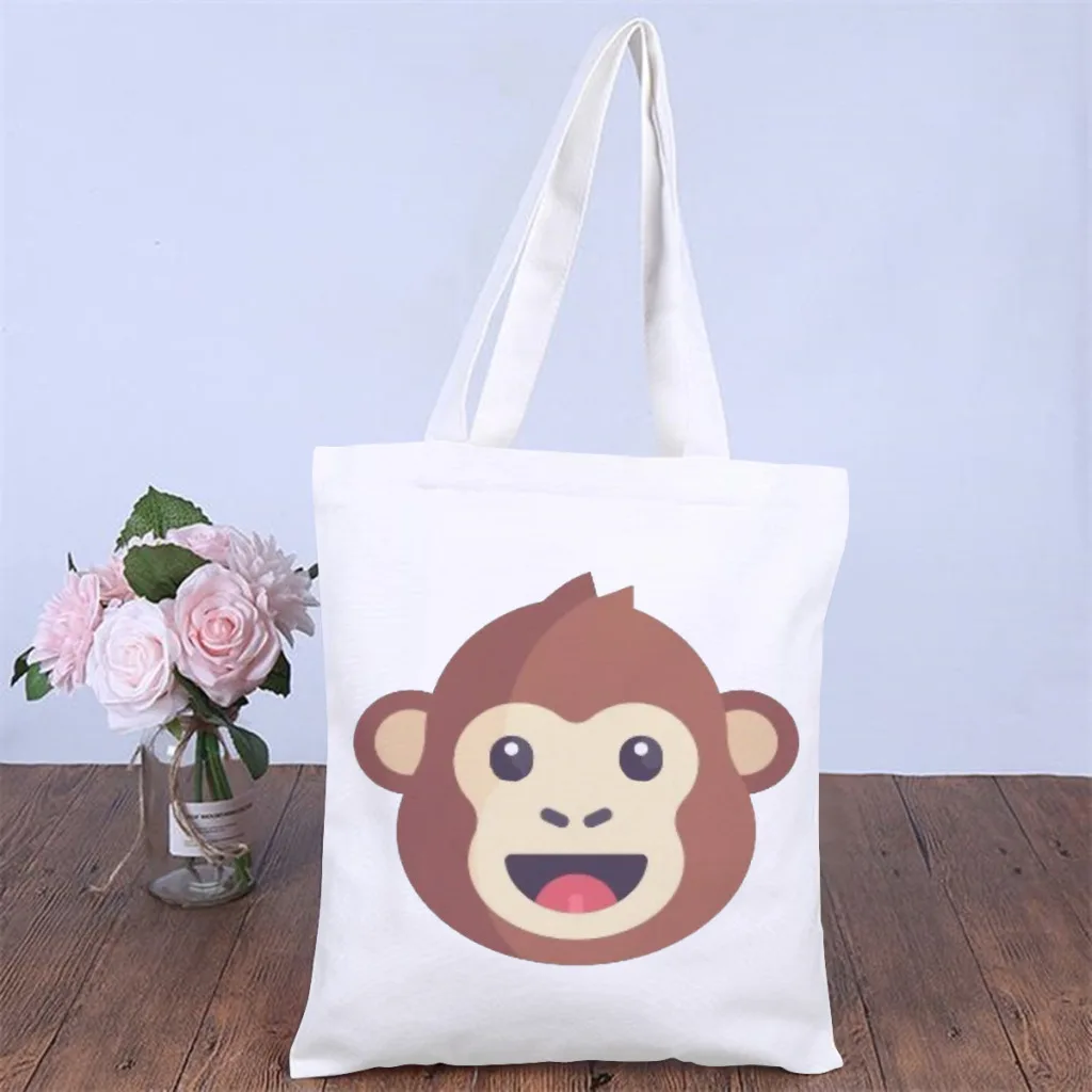 

Smart MonkeyHandbag Apeswap Pancake Shoulder Canvas Bags Students Storage Pocket Double Print Shopper HandBags Capacity Tote Bag