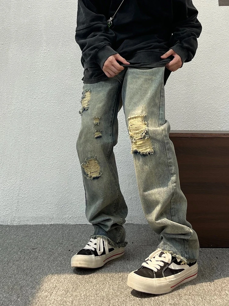 Fashion Men's Jeans Hip Hop Ripped Men's Pants Baggy Jeans Korean Fashion Streetwear Y2k Clothes Brand Jeans Jeans Aestethic
