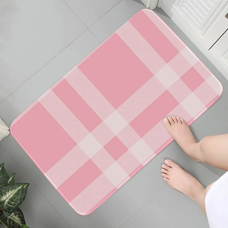 

Anti-slip Kitchen Rug Bedroom Carpet Washable Mats Modern For Home And Comfort Pink And Grey Geometric Room Carpets Prayer Rug 2