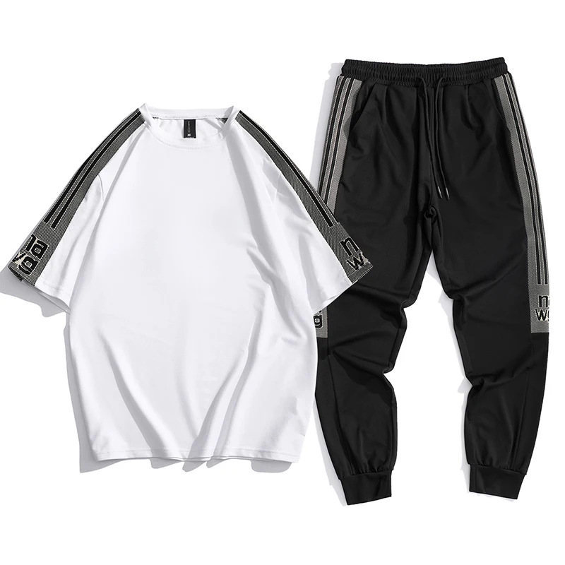 

ANSZKTN New summer men's short sleeve T-shirt high-end casual ice sense sports pants suit