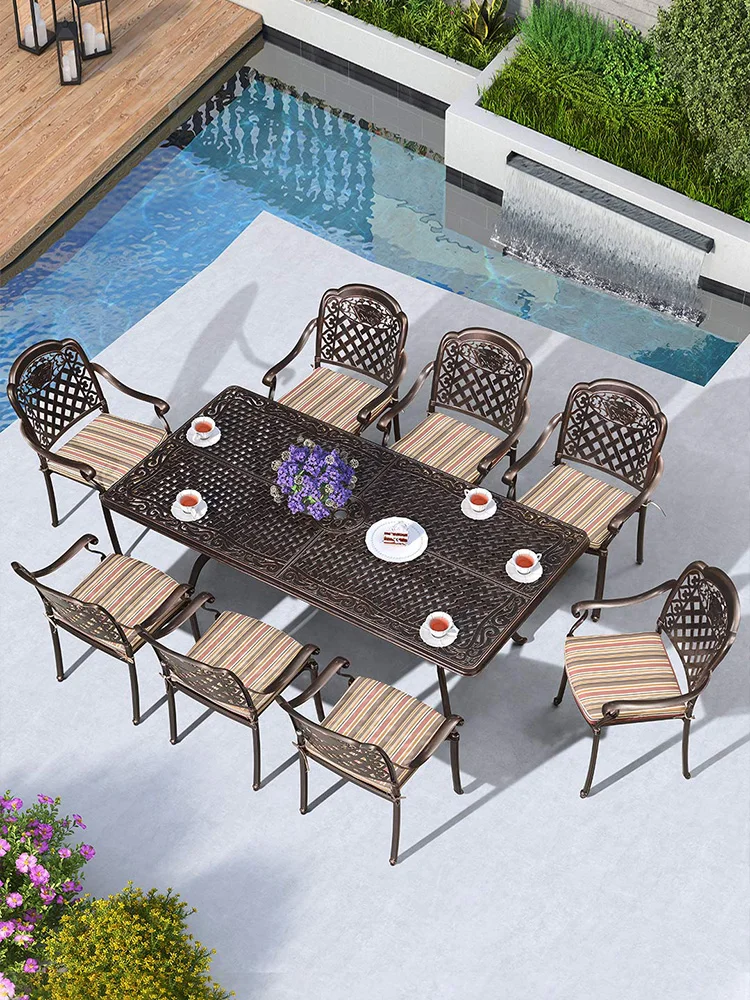 Стол и стул из кованого железа набор пяти предметов для дома литой алюминия вилла