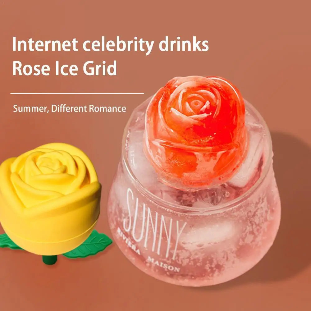 

3d Rose Ice Cube Molds Cute Flower Shape Ice Cube Tray Mold Maker Ice Whiskey Mould Big Cocktail Silicone Fun Ball L1v3