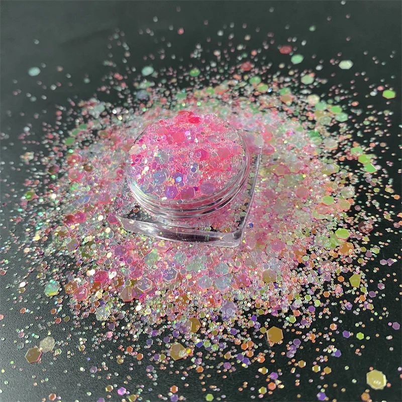 

Mixed Holographic Silver Chunky Glitter Hexagon Shape Nails Sequin Powder for Gel Nail Polish Epoxy Resin DIY Accessories