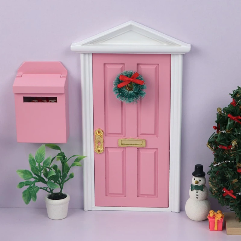 

Детская Подарочная игрушка G05-X6039, мини-мебель для кукольного домика 1:12, миниатюрное покрытие, розовая дверь