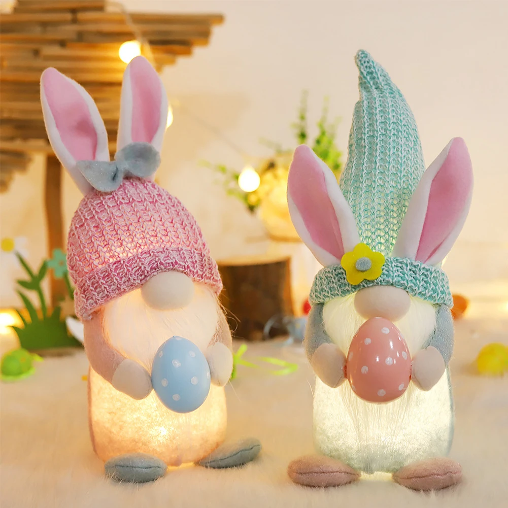 

Семейный Пасхальный кролик с подсветкой, пасхальное украшение, милый мультяшный Кролик для творческого мероприятия, праздничные принадлеж...
