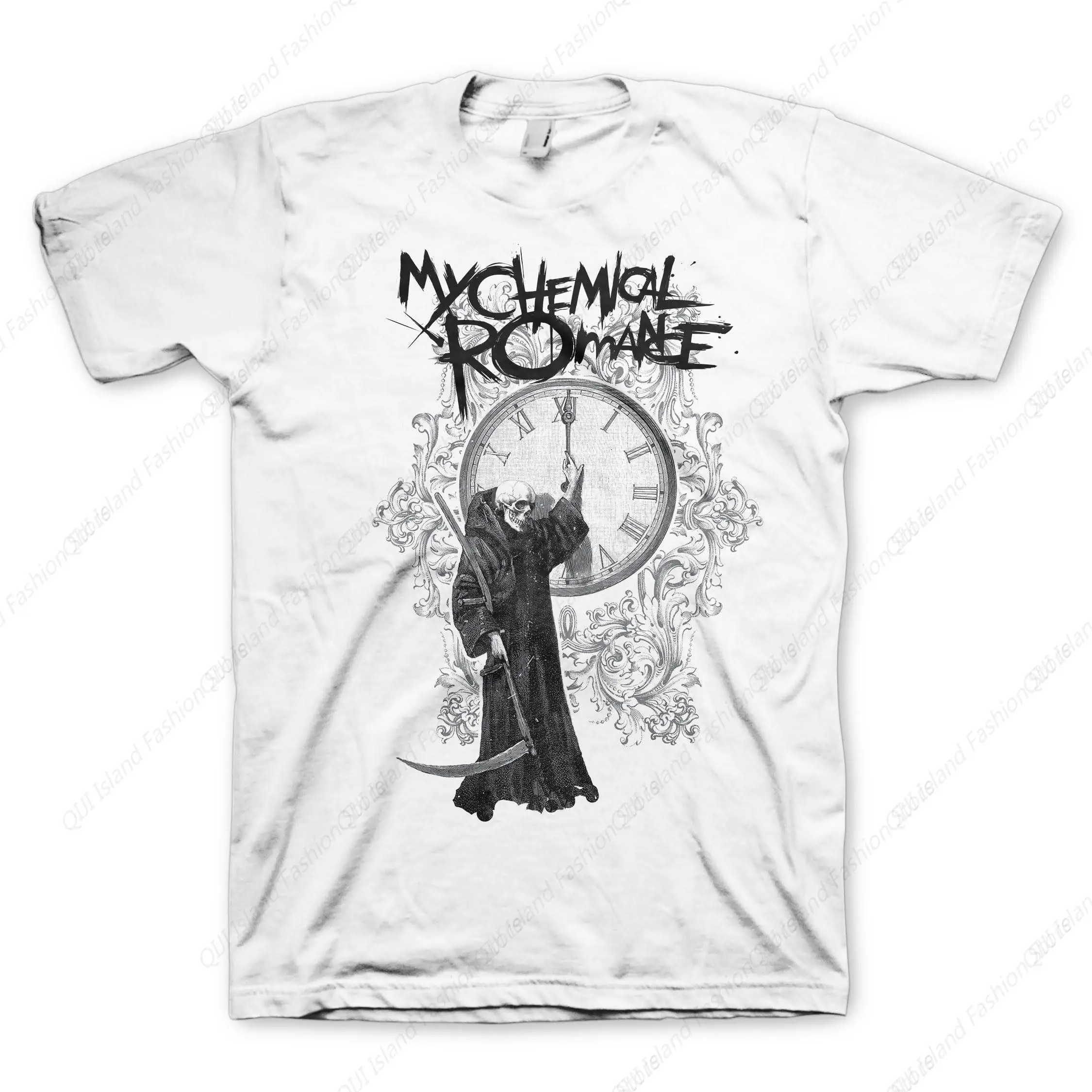 Фото My Chemical Romance Fire Time Мужская белая футболка с коротким рукавом Рок-музыка Винтажный стиль Графические футболки №1