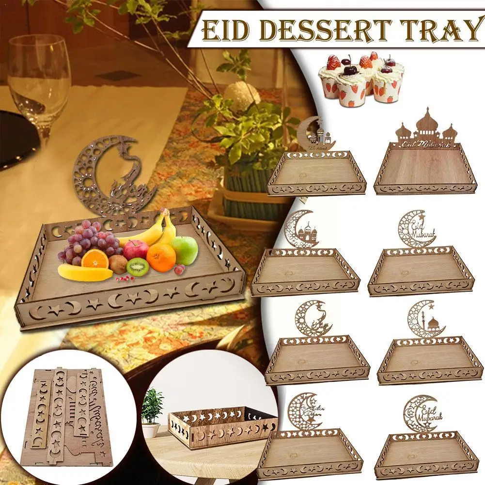 

Wooden Eid Mubarak Food Tray Ramadan Decoration For Home Cake Display Islam Muslim Party Supplies 2023 Ramadan Kareem Eid G L2f1