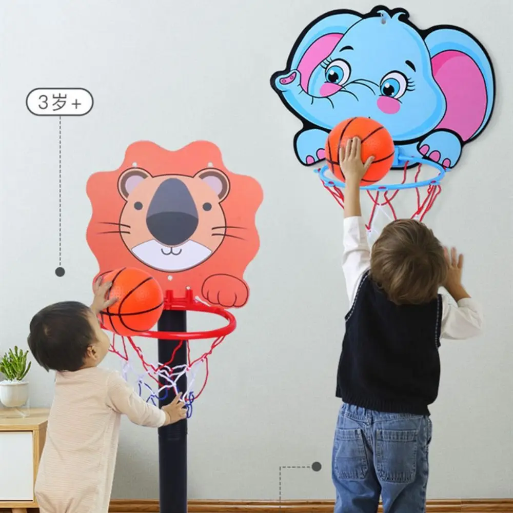 

Kids Cartoon Animals Adjustable Basketball Frame Interactive Games Outdoor Tiger Frog Basketball Hoop Kit Basketball Toys