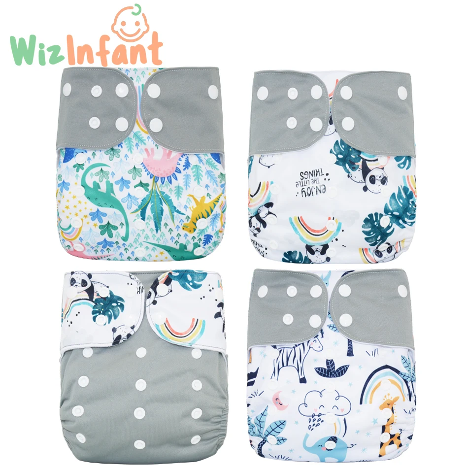 WizInfant Экологичная быстросохнущая ткань; Новинка; 4 шт./комплект; Моющаяся подгузники с карманами; Регулируемая многоразовая Экологичная ткань; Подгузник