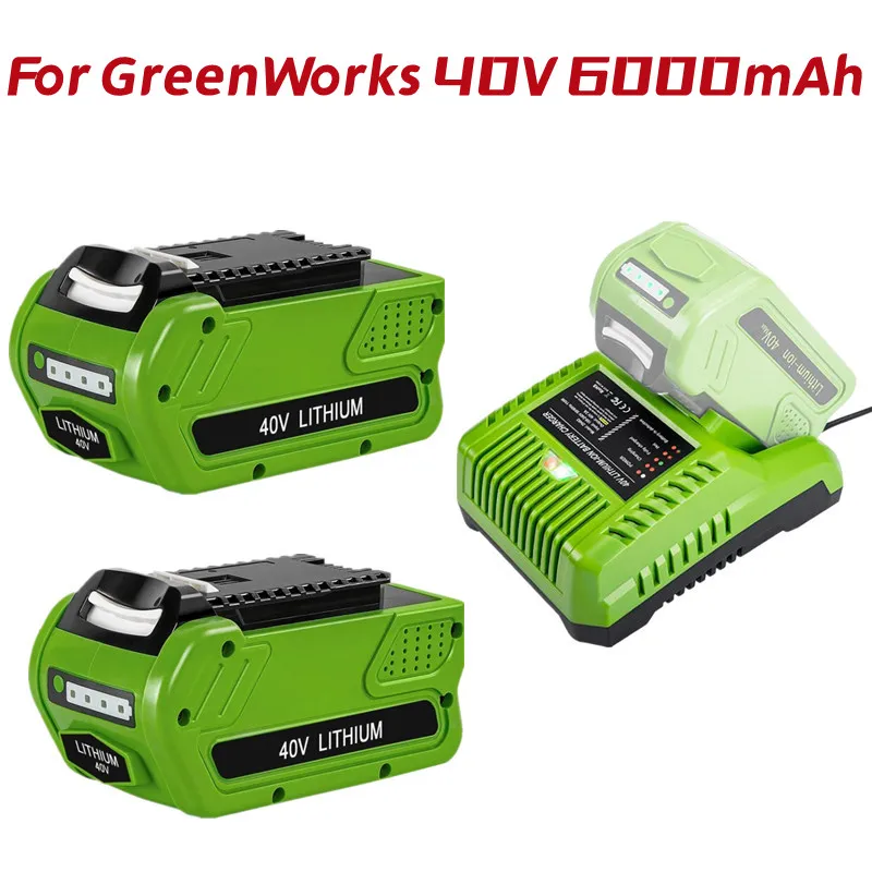 

6.0Ah 40V 29472 Lithium Battery Replacement for GreenWorks 40V G-MAX Li-ion Battery 29462 2901319 Power Tools 24282 24252 21332