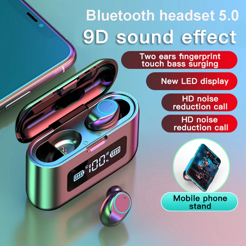 

2022 TWS Wireless Fone Bluetooth Earphone Touch Control 9D Stereo Waterproof Earbuds with Mic Sport Smart Headphones LED Display