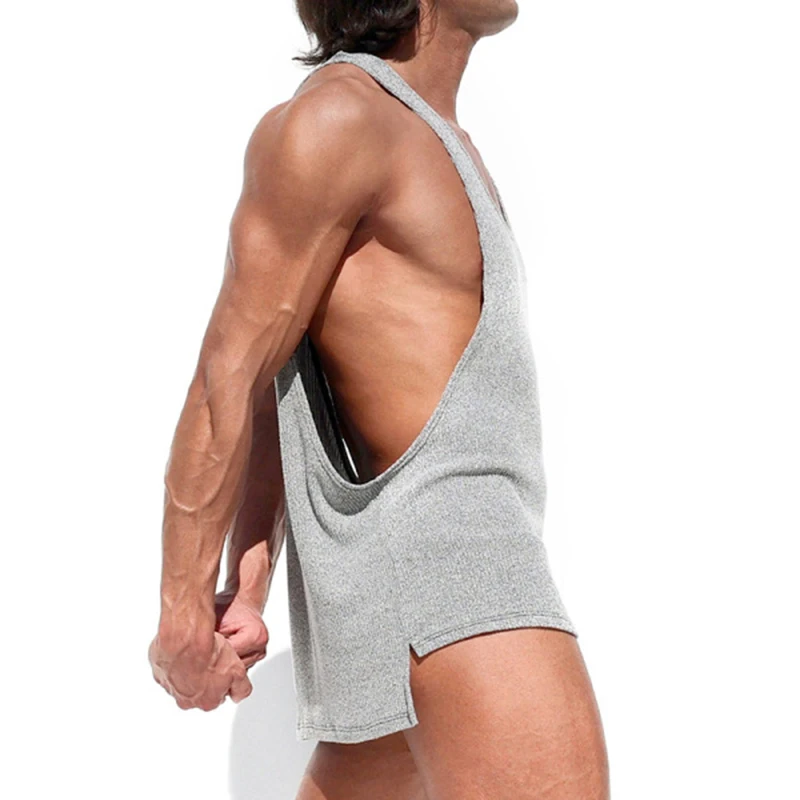 Майка мужская с принтом пикантная Свободная безрукавка вырезами на лямках