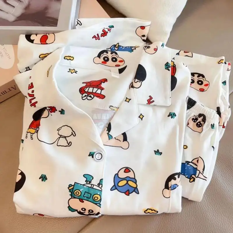 

Anime Kawali Crayon Shin-Chan Nohara Shiro Action Kamen Home Clothes Pajamas Cardigan Shorts Ins Cute Cartoon Girl Birthday Gift