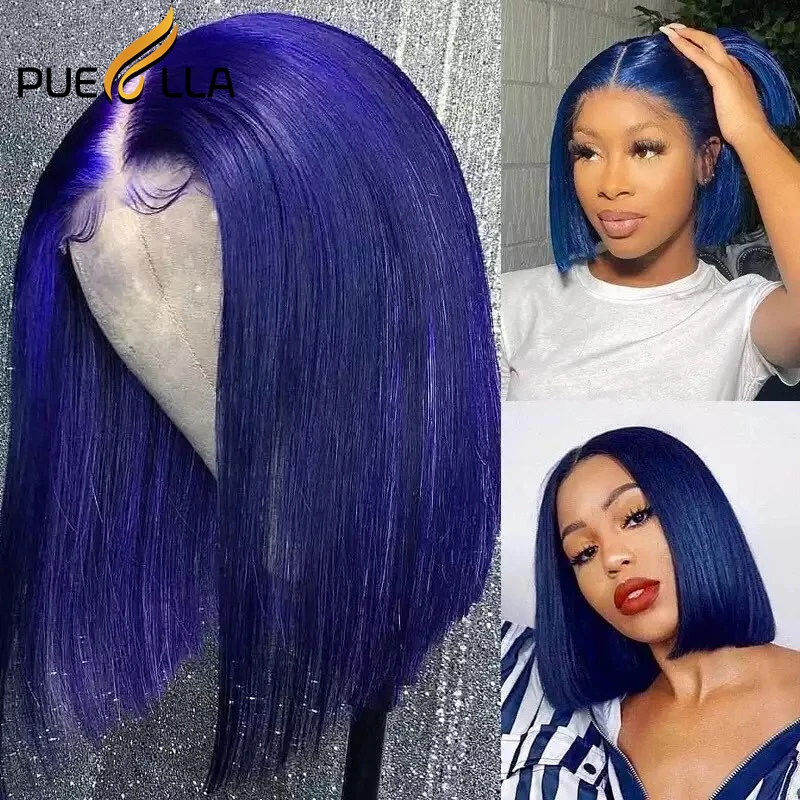 

Парики Темно-синие для женщин, прямые человеческие волосы 13x 4, передний парик на сетке, парик Боб, передние парики на сетке 13x 6, парики из чело...