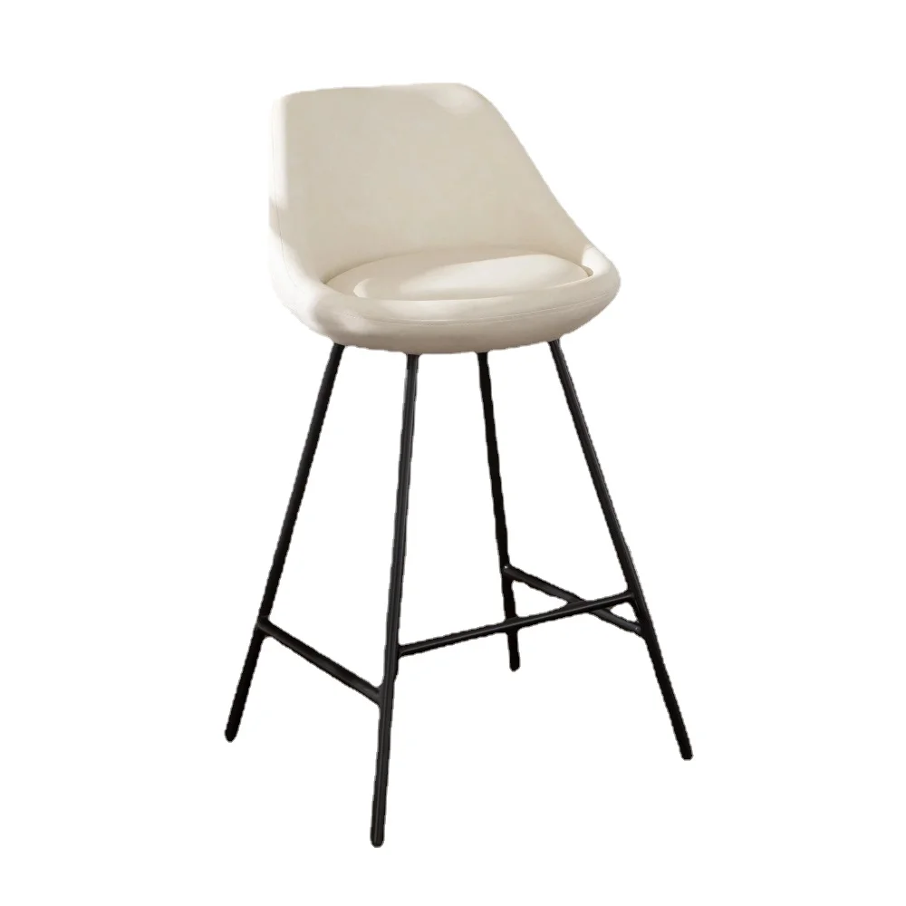 

Modern Faux Leather Counter Stool, White Durable Structure with White Metal Legs for Maximum Stability