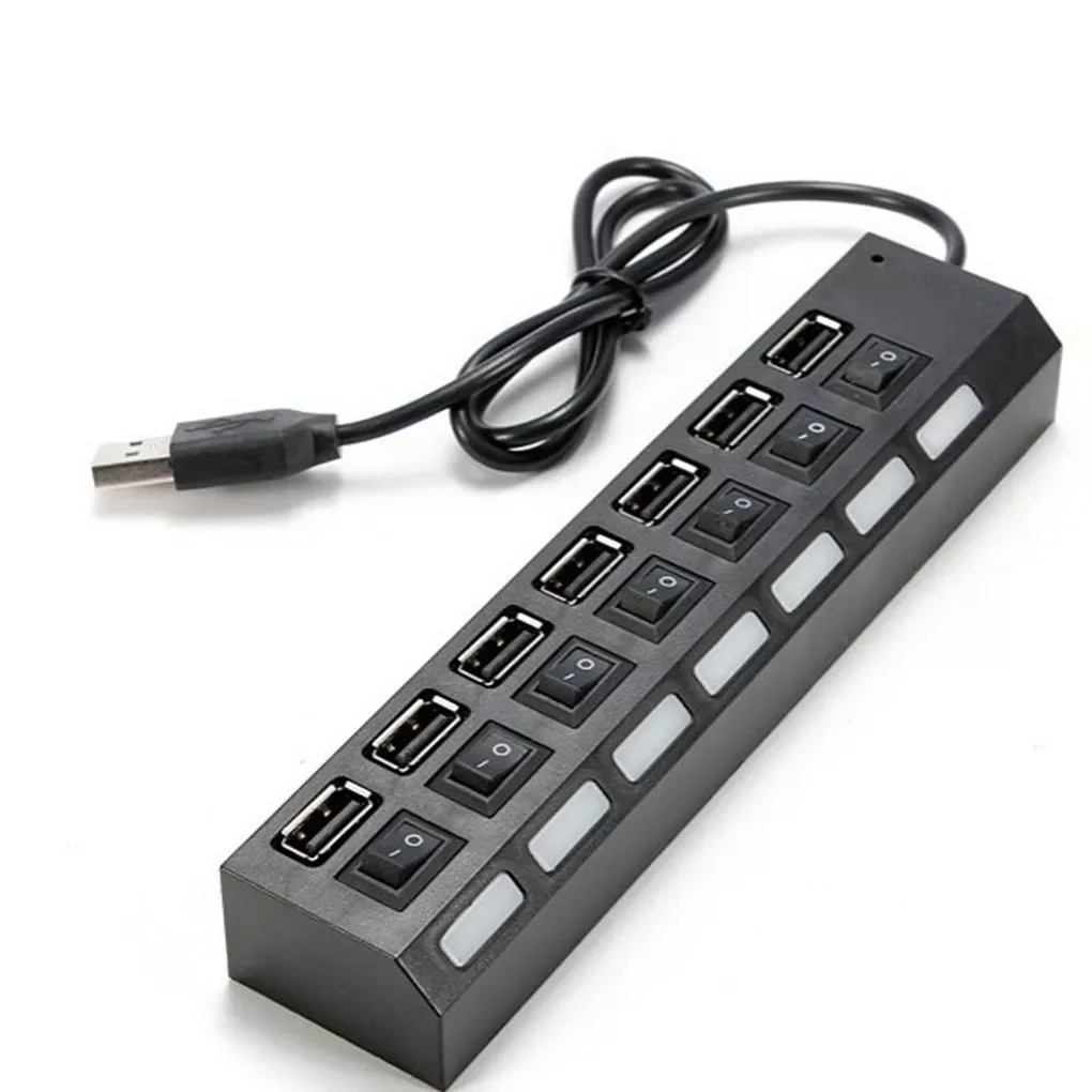 

4/7 Port USB Hub Computer Accessories USB 2.0 Multi USB Splitter Hub Use Power Adapter Multiple Expander USB Hub With Switch