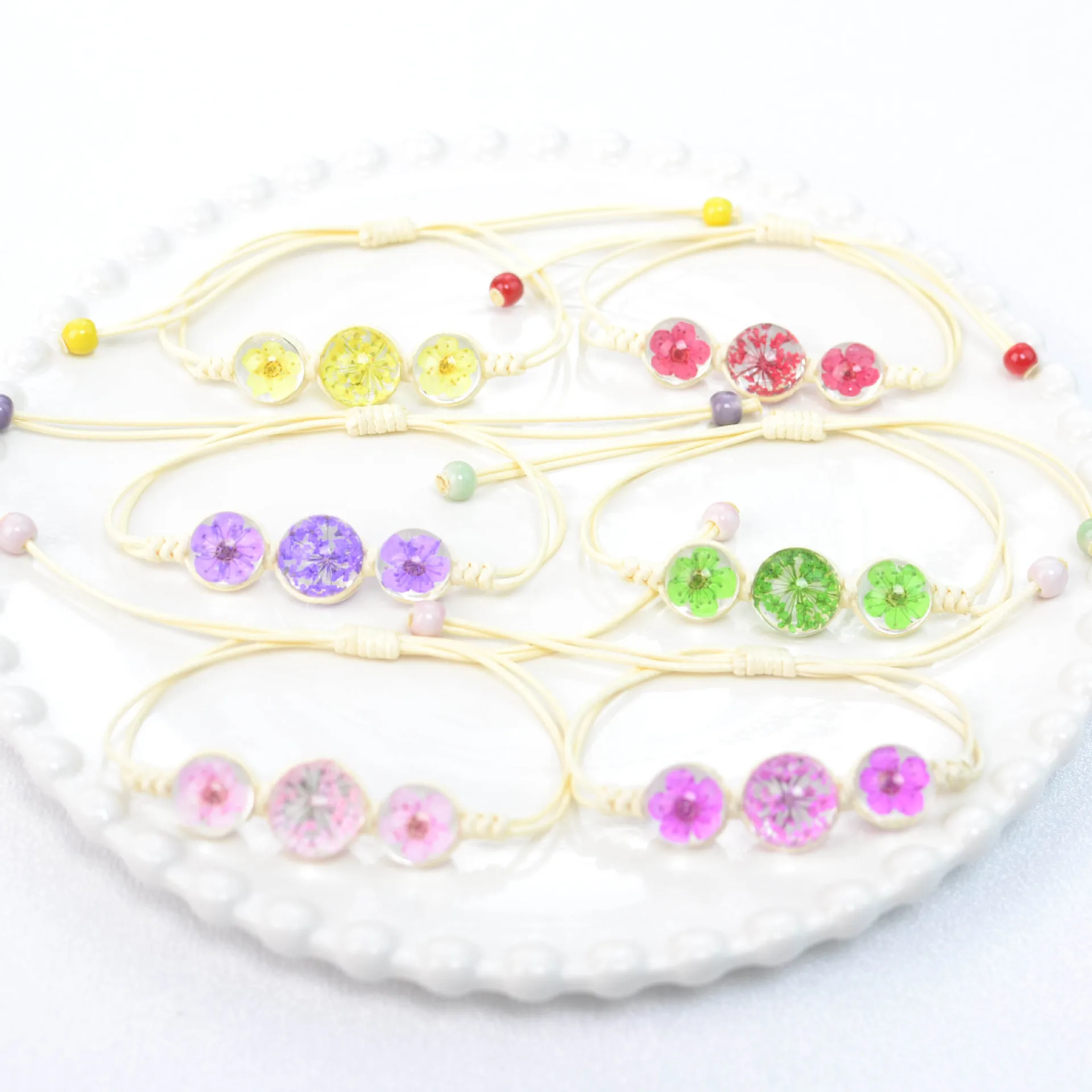 

2023 Dried Flower Botanical Specimen Bracelet For Women Girls Glass Ball Dandelion Bracelets Gift For Friends Jewelry Bangles