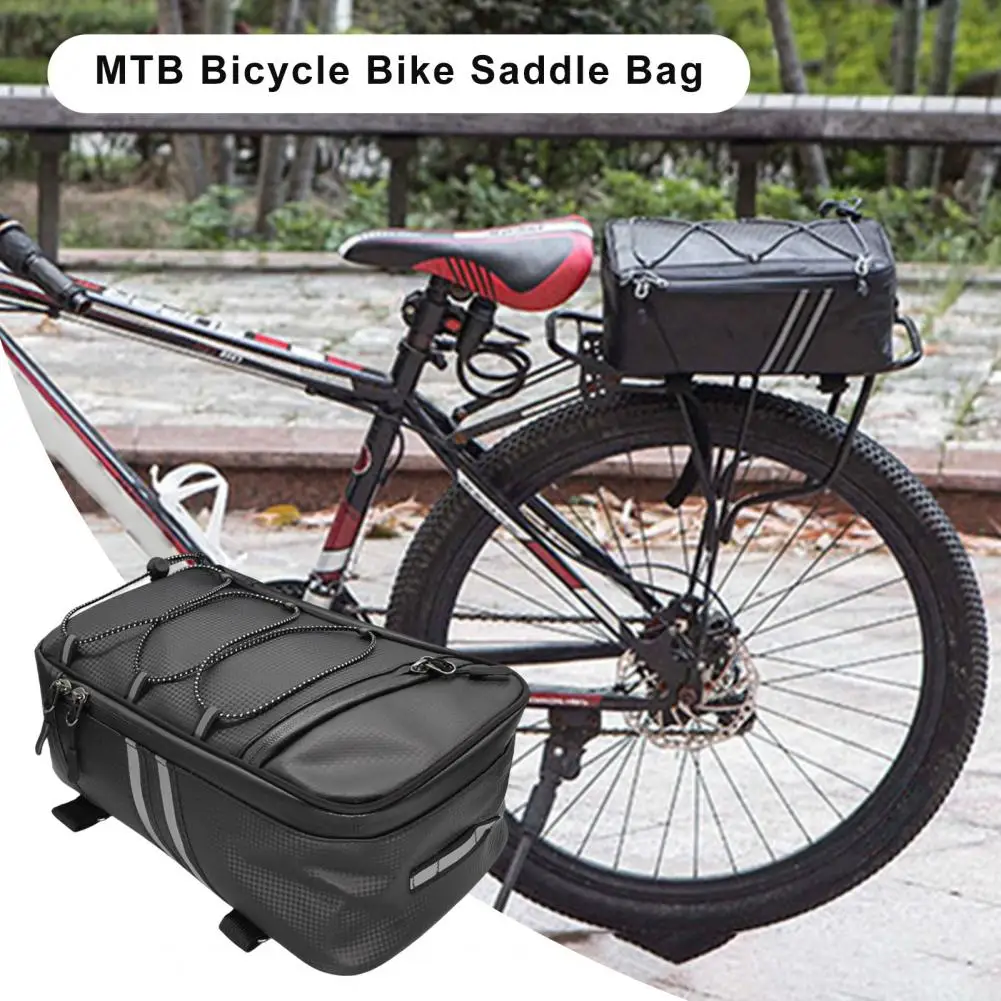 

1 Set Multi-purpose Reflective Strip Waterproof Zipper Design Bike Back Seat Bag Bike Supply Bicycle Bag Rear Bike Rack Bag