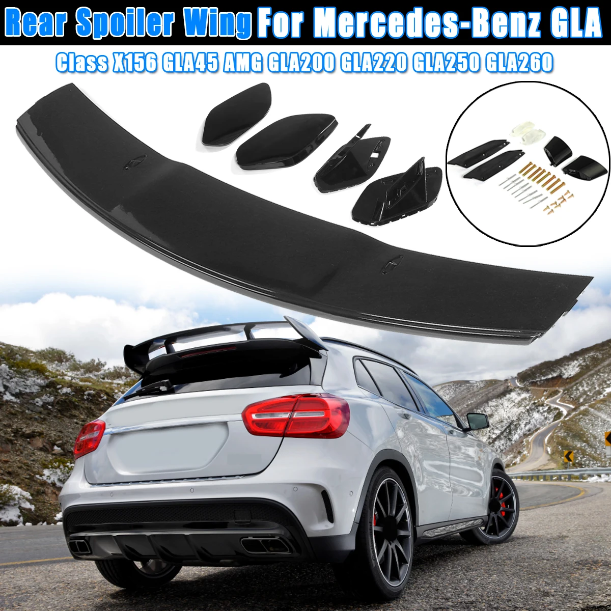 

ABS Plastic Gloss Black Car Rear Spoiler Wing For Mercedes-Benz GLA Class X156 GLA45 for AMG GLA200 GLA220 GLA250 GLA260 1pcs