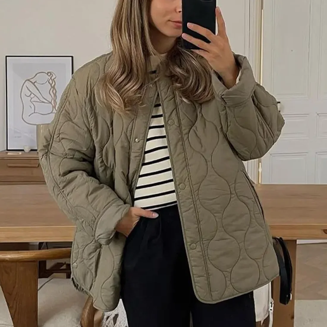 Однотонные стеганые куртки Clinkly женские осенне-зимние однобортные пальто с