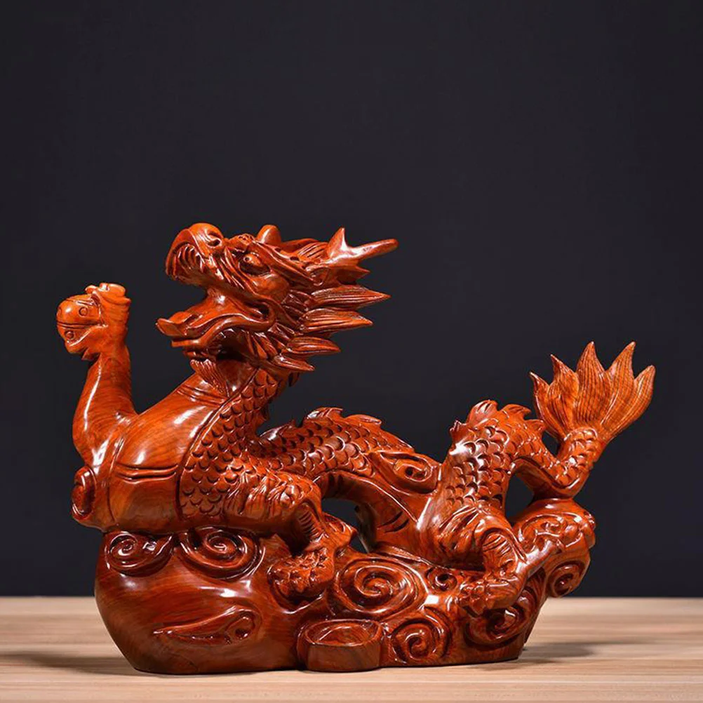 

Dragon Table Decor Chinese Sculpture Wealth Prosperity Ornament Auspicious Figurine Decorative Wood Shape Decoration Crafts