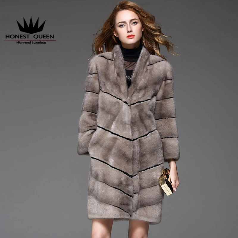 The long The mink coat grass silver blue grey mink ladies want a mink coat Woman's real natural fur coat images - 6