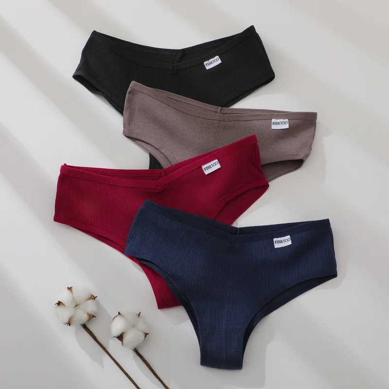 

3Pcs New Fashion Women's Briefs Underwear Sexy Solid Cotton V-waist Seamless High fork G-string Female