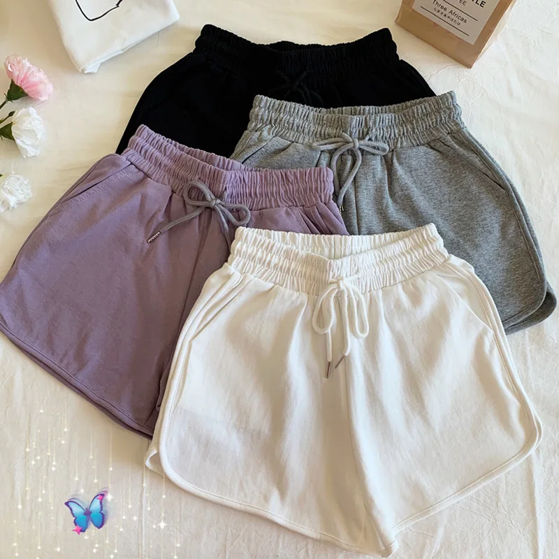 Women's Shorts 2022 Summer Loose Casual Wide Leg Sexy Solid White Black Shorts Solid Color Black White Women's Clothing