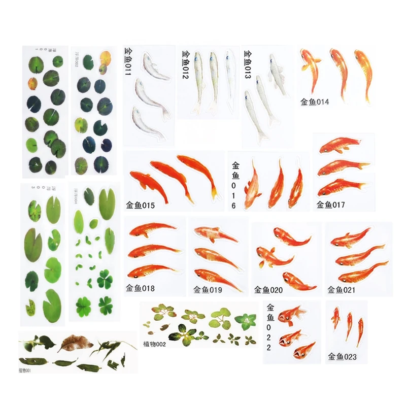 

41XC 19 Pcs/set 3D Goldfish Duckweed Handmade Epoxy Filler Sticker DIY Jewelry Making