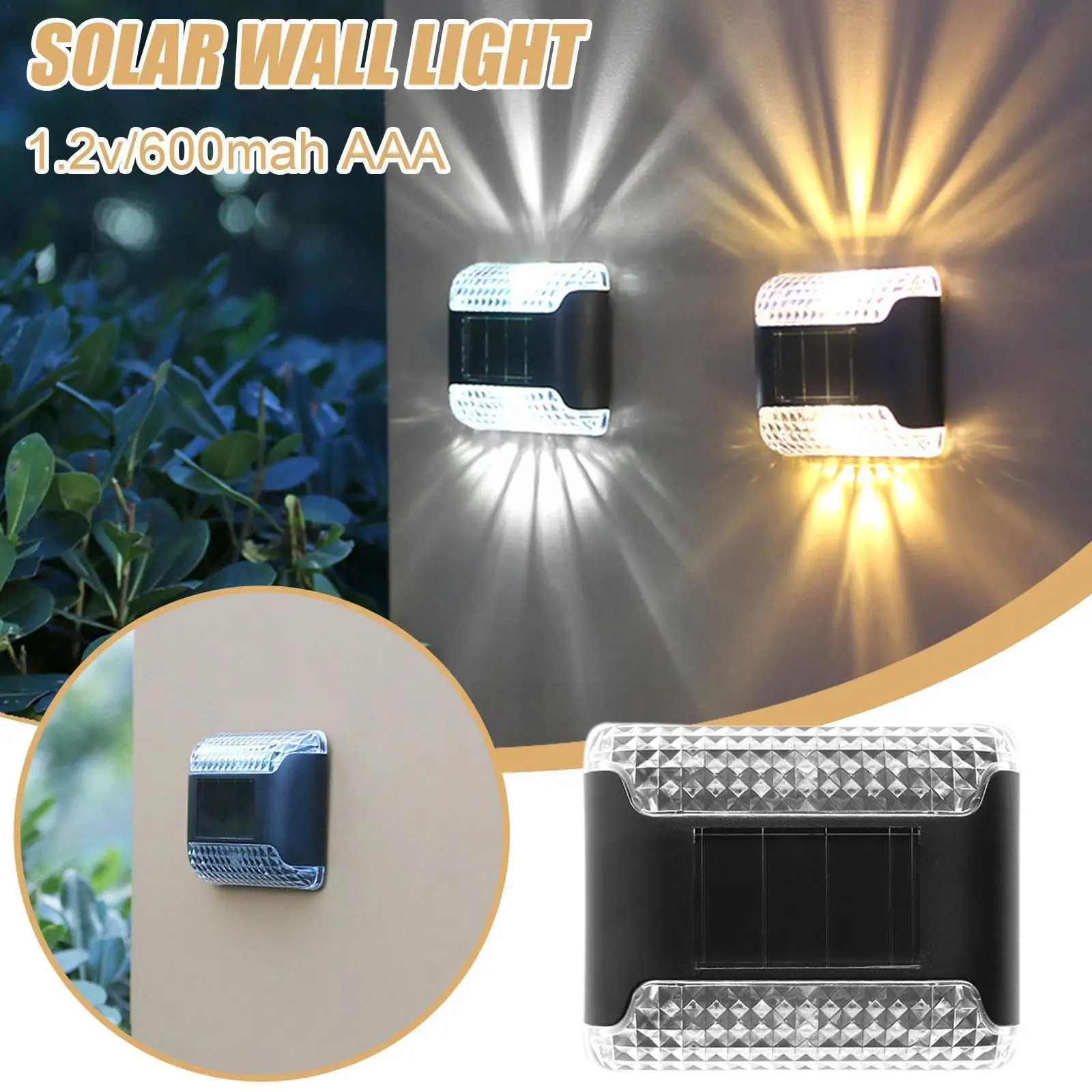 

Solar Wall Lights Fence Up Down LED Sunlight Lamps Outdoor Waterproof Solar Stairs Wall Lamp For Garden Fence Yard Decor L9R2