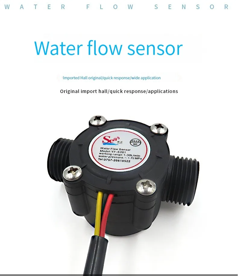 

Water Flow Meter Sensor Counter Indicator Flowmeter fuel pool float switch Hall for water heaters G1/2 1-30L/min DN15