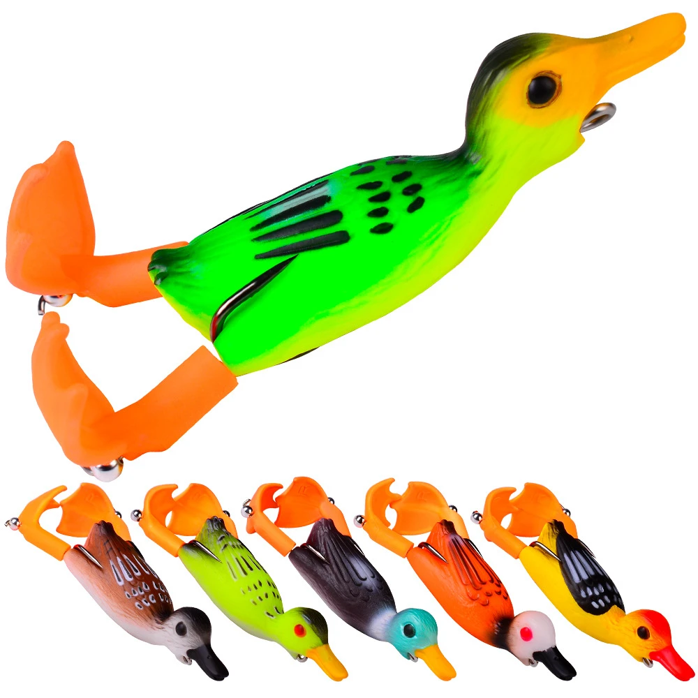 

1pcs Propeller Flipper Duck Fishing Lure Ducking Fishing Frog Lure 9cm 11g Artificial Bait Duckling 3D Eyes Day Baits Bass Lures