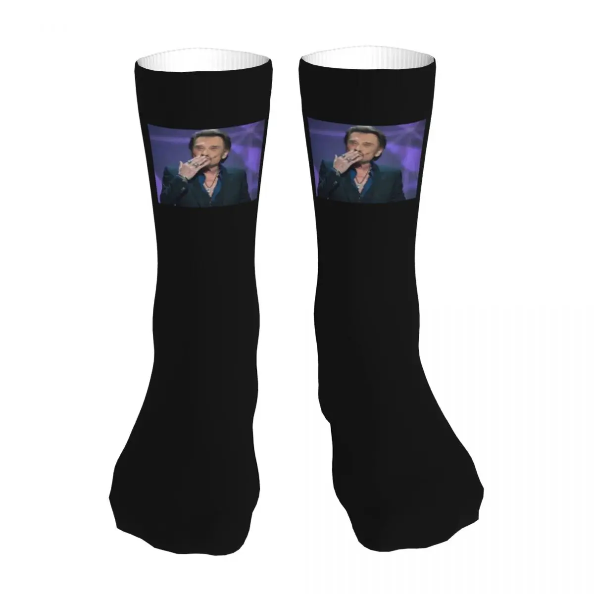 

Cool Johnny Hallyday French Rock Star Singer Sock Socks Men Women Polyester Stockings Customizable Funny