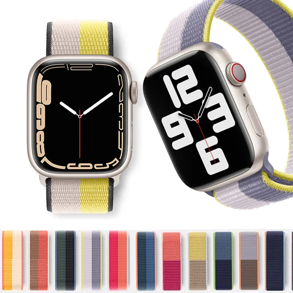 

Nylon Loop Strap for apple watch band 44mm 40mm 45mm 41mm 38mm 42mm belt bracelet correa Watchband iWatch serie 3 5 6 se 7 band