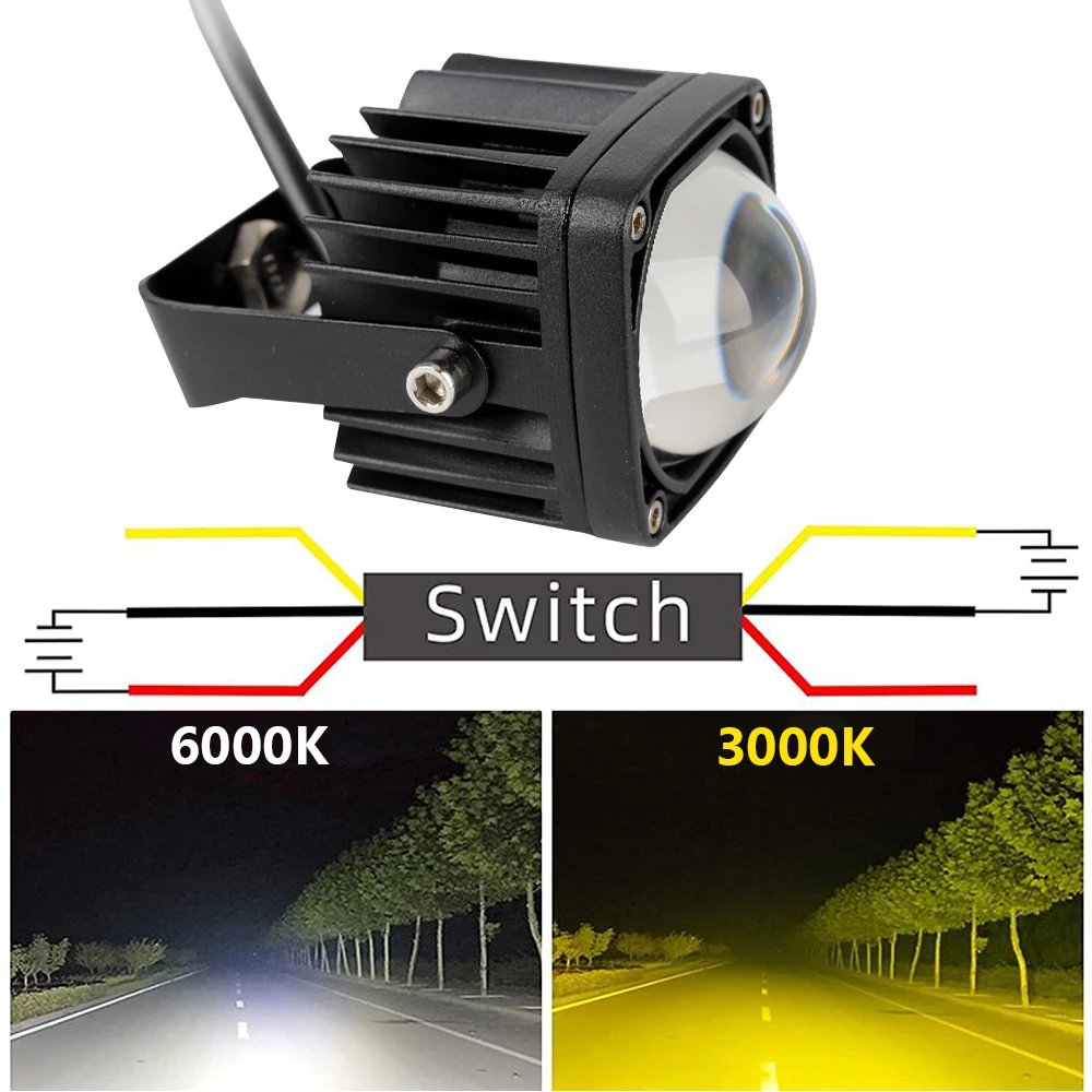 

Driving Light Car Truck Off Road Motorcycle Spotlight 2 Inch Fog Lights 8D Lens Led Work Light 6000K White/ 3000K Yellow