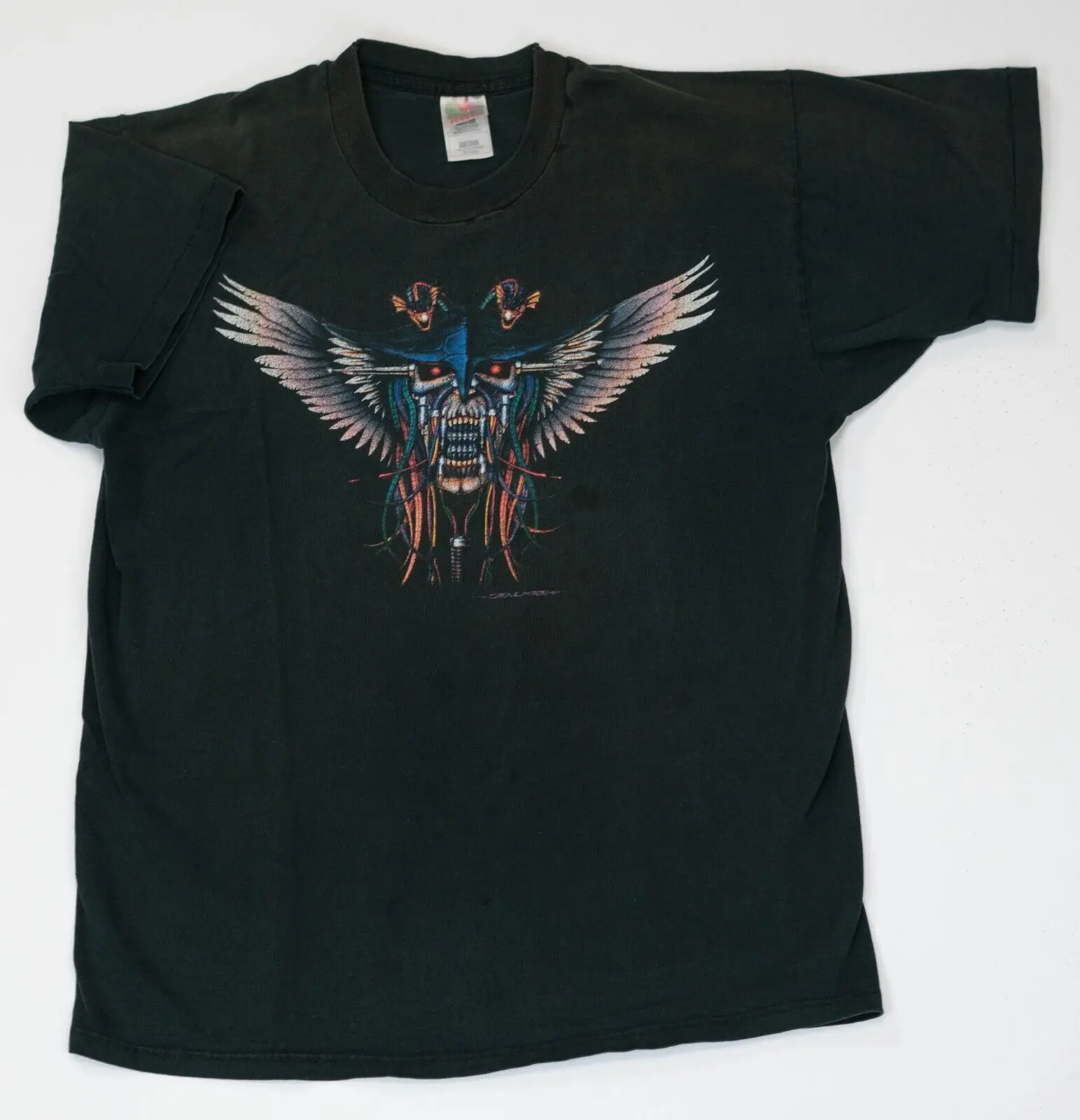 Мужская двухсторонняя футболка с рисунком черепа в винтажном стиле 90-х годов