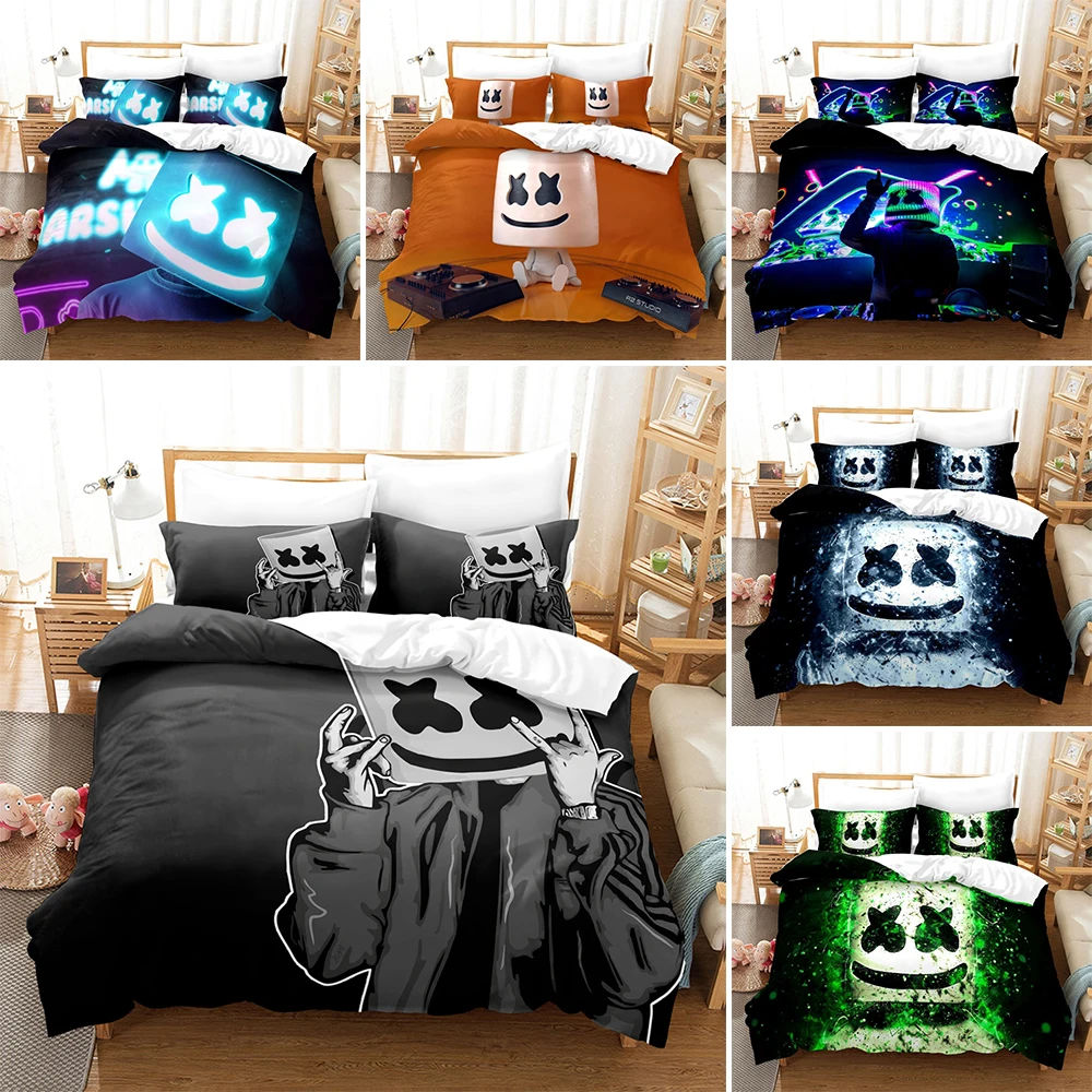 

Popular DJ Marshmello Bedding Set 2/3pcs Full Queen King Size Microfiber Quilt/Comforter Cover For Teens Hip Hop Bedroom Decor