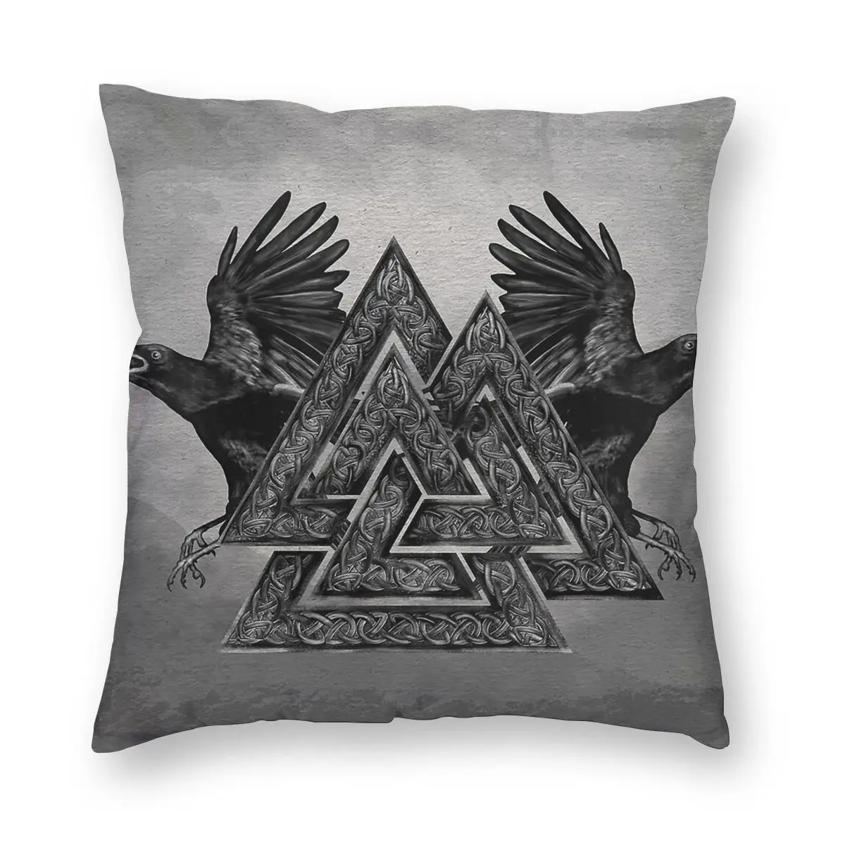 

Valknut Symbol And Ravens Viking Pillow Cover Decoration Vikings Cushion Cover Throw Pillow for Car Double-sided Printing