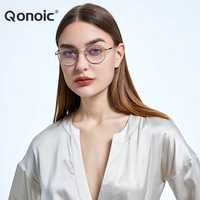 qonoic pure titanium glasses fashion polygon glasses frame optical glasses high quality prescription glasses anti blue light q23