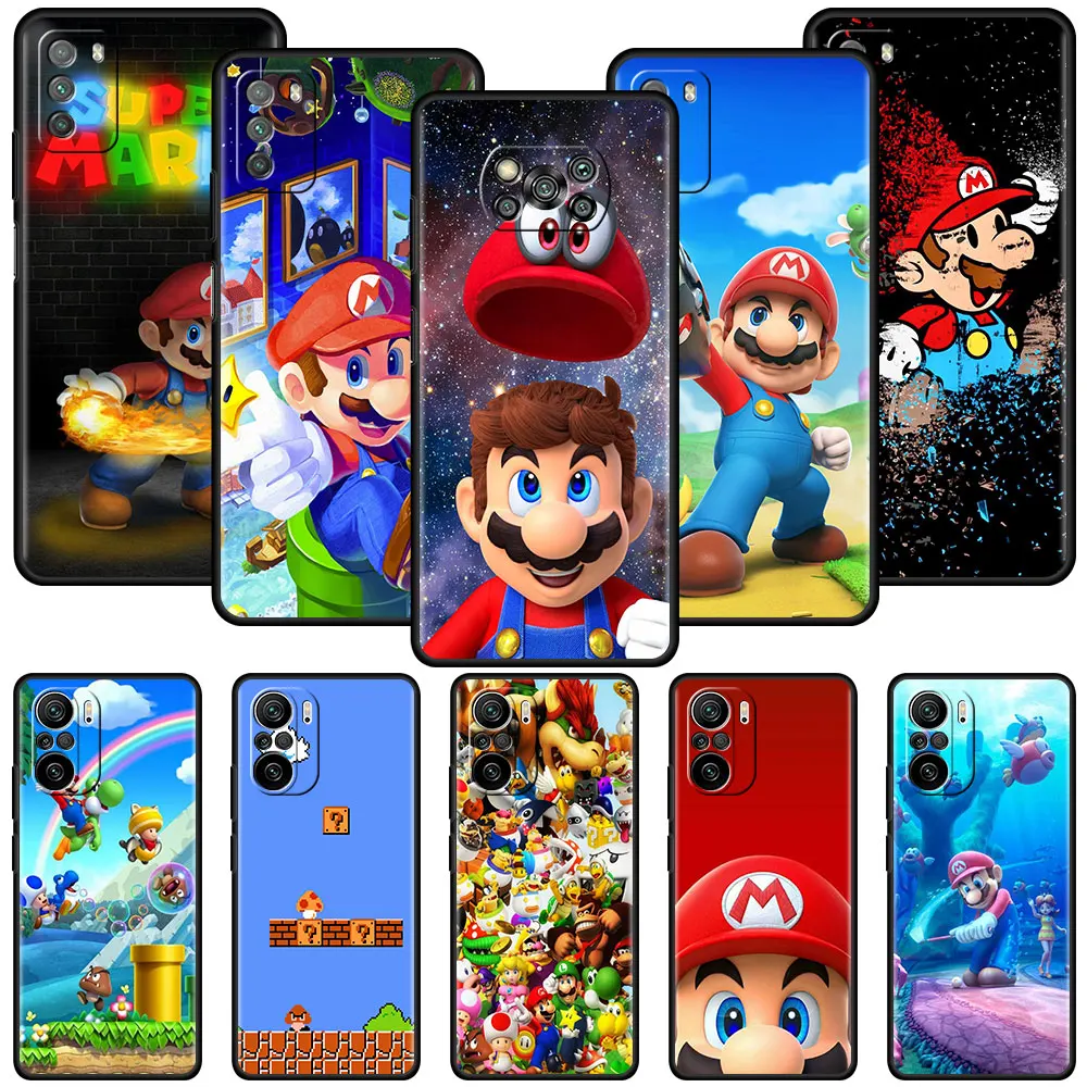 

Soft Phone Case for Xiaomi Redmi Note 9S 11 9 8Pro 9C NFC K40 8T 9T 10 Black Cover 9A 7 7A Funda Sac Super Mario People