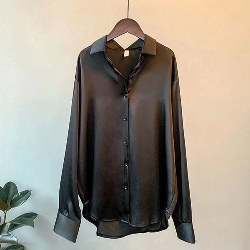 

Autumn Women Turn-Down Collar Chiffon Bloues Loose Vintage Tops Ladies Casual Pullover Single Breasted Shirt Blusas Mujer Female