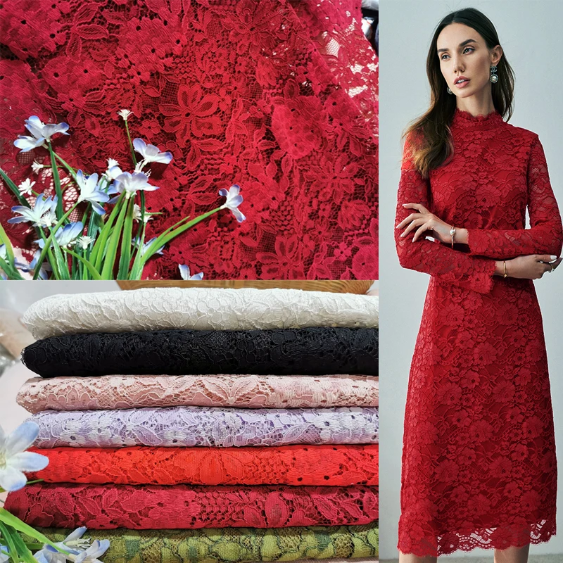 Нажимная Марля с волнистыми краями вышитая кружевная ткань модный дизайн платье