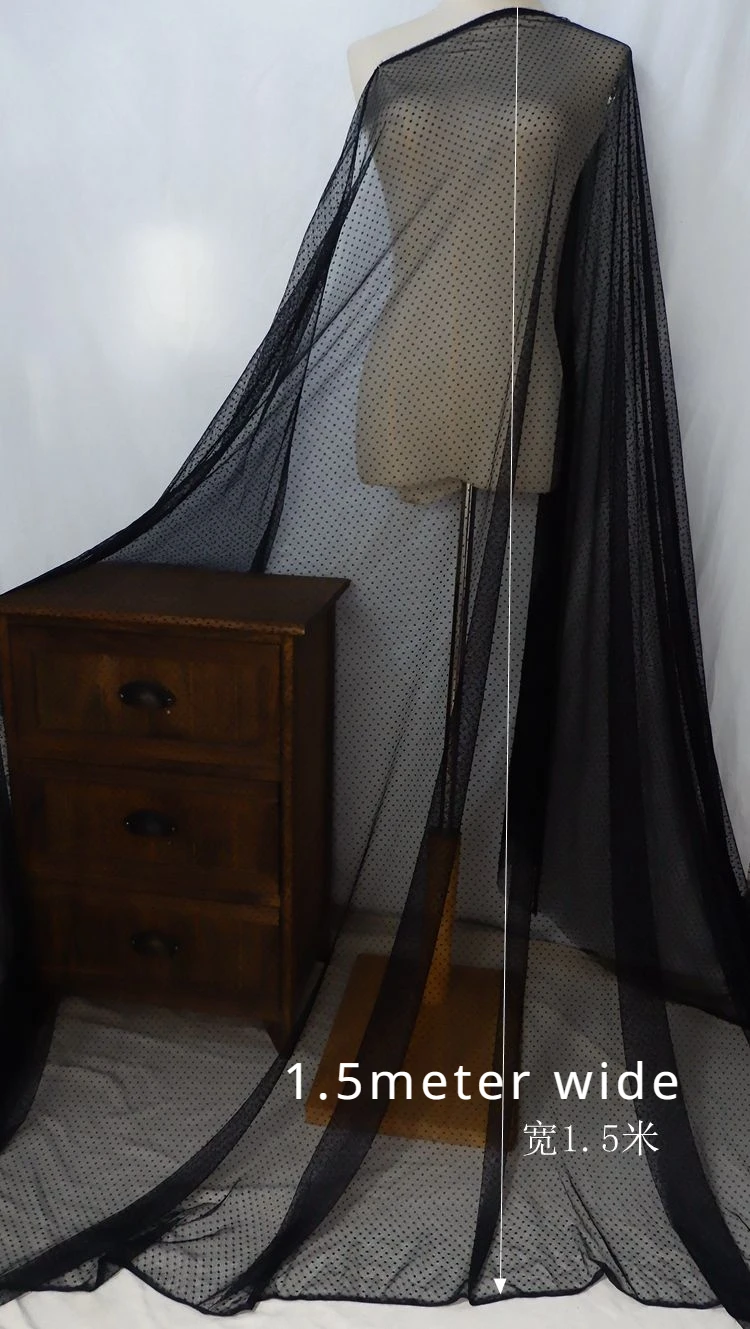 Жаккардовая эластичная кружевная сетчатая ткань в горошек для девочек тюлевое