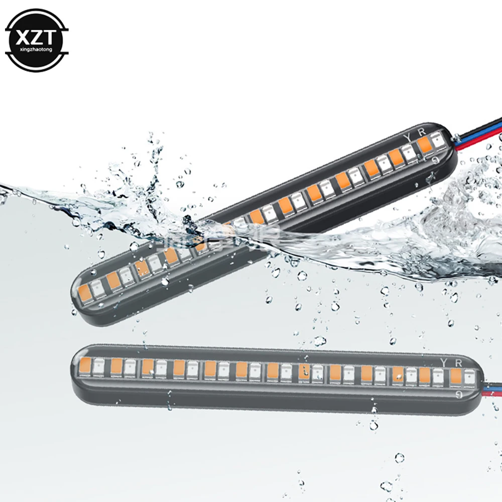 

For Refitting Motorcycle Two-color 24LED License Plate Light Running Water Steering Brake Tail Light Motorcycle Light