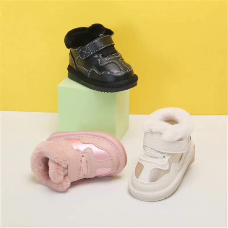 Зимние детские зимние ботинки унисекс кожаная обувь для малышей мальчиков