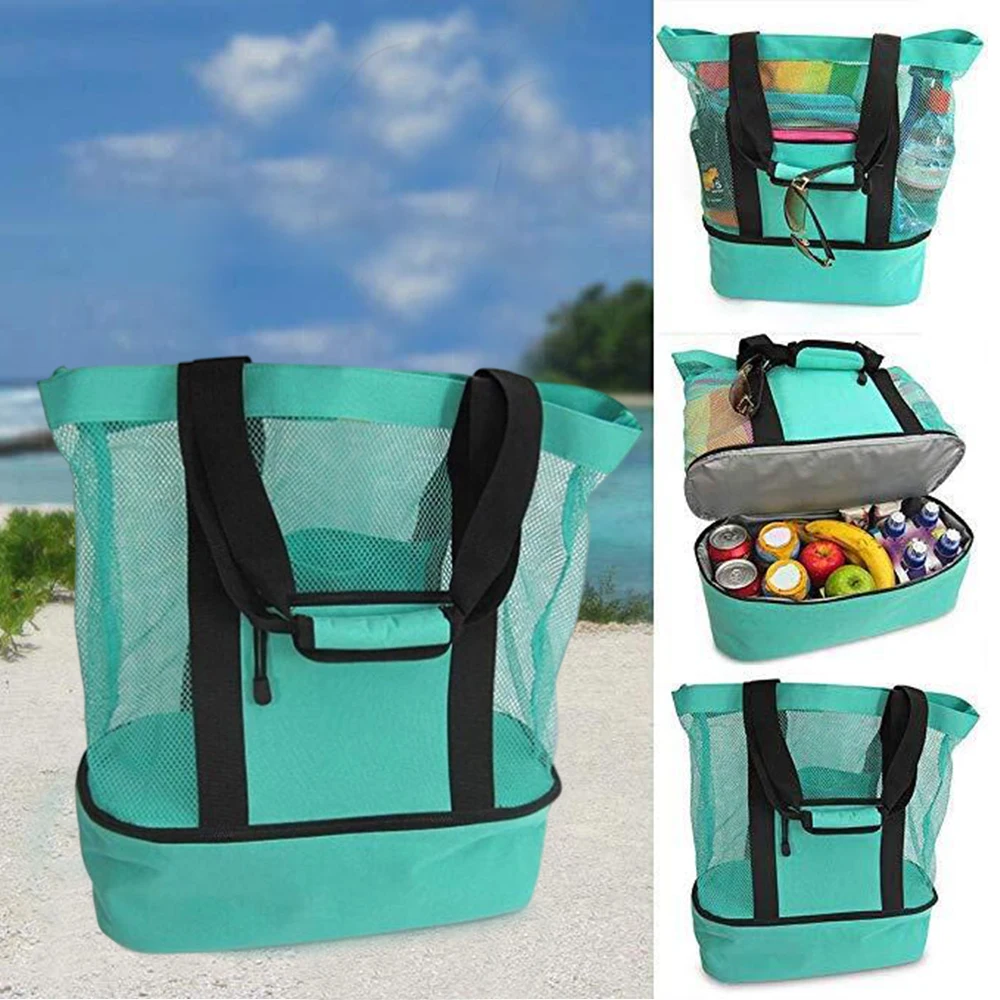 

Women Mesh Transparent Bag Large Capacity Double-layer Heat Preservation Picnic Beach Bags Camping Fashion Lunch Snacks Handbag