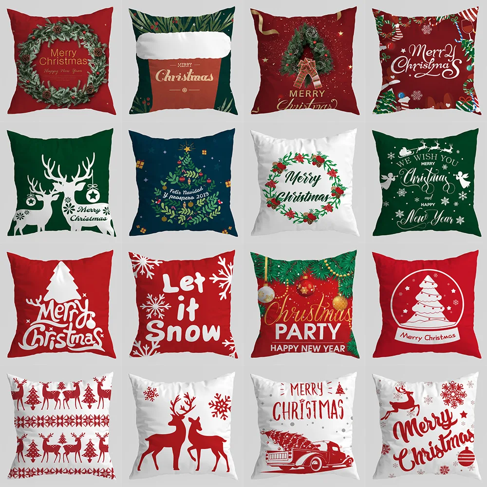 

Christmas Pillowcase Peach Skin Sofa Cushion Cover Merry Christmas Gift Hot Sale New 2022 Gift