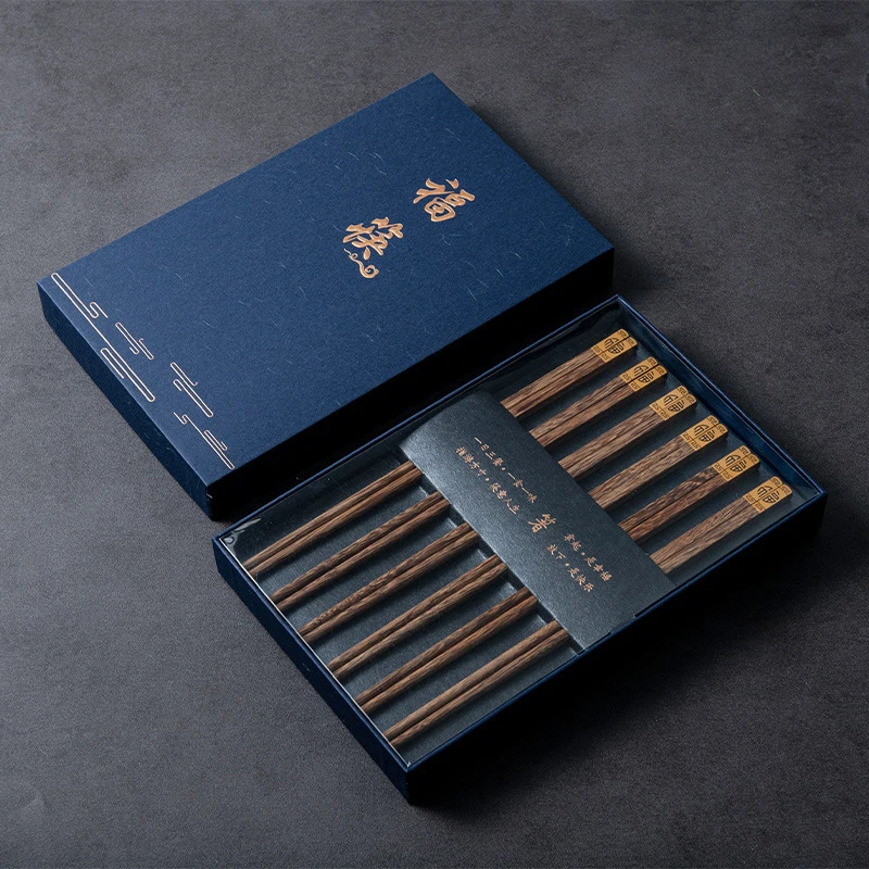 

High Quality Premium Natural Red SandalWood Chopsticks Gift Box Packaging Household Cutlery Tableware Set Chinese Chopsticks