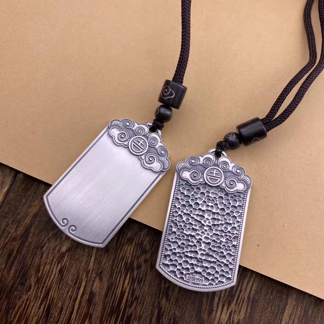 Certified Standard Sterling Silver 999 Glossy Customized Pendants  Jewelry for Men  Women Free Engraving Custom Content